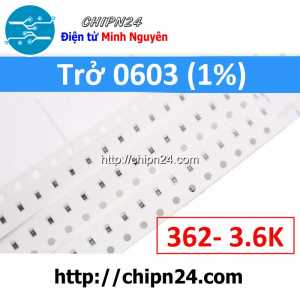 [50 con] (G45) Điện Trở dán SMD 0603 3K6 1% (Ký hiệu 0603 362)