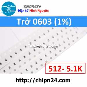 [50 con] () Điện Trở dán SMD 0603 5K1 1% (Ký hiệu 0603 512)