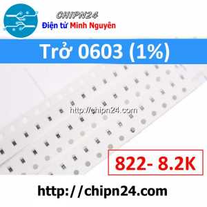 [50 con] (G45) Điện Trở dán SMD 0603 8K2 1% (Ký hiệu 0603 822)