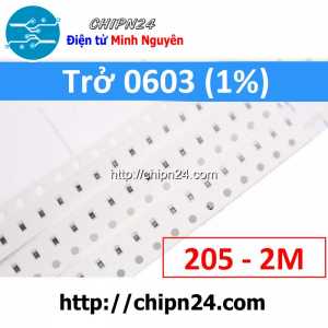 [50 con] (G47) Điện Trở dán SMD 0603 2M 1% (Ký hiệu 0603 205)