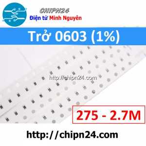 [50 con] () Điện Trở dán SMD 0603 2M7 1% (Ký hiệu 0603 275)