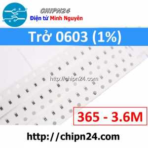 [50 con] () Điện Trở dán SMD 0603 3M6 1% (Ký hiệu 0603 365)