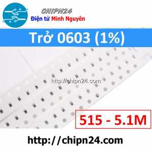 [50 con] () Điện Trở dán SMD 0603 5M1 1% (Ký hiệu 0603 515)