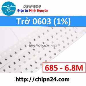 [50 con] () Điện Trở dán SMD 0603 6M8 1% (Ký hiệu 0603 685)