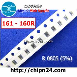 [50 con] (G15) Điện Trở dán SMD 0805 160R 5% (Ký hiệu 0805 161)