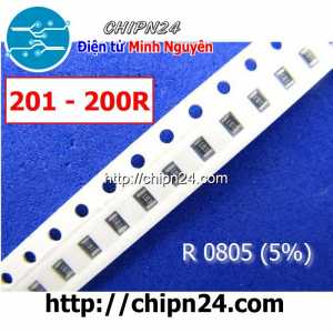 [50 con] (G15) Điện Trở dán SMD 0805 200R 5% (Ký hiệu 0805 201)