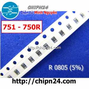 [50 con] (G16) Điện Trở dán SMD 0805 750R 5% (Ký hiệu 0805 751)