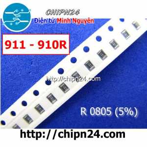 [50 con] () Điện Trở dán SMD 0805 910R 5% (Ký hiệu 0805 911)