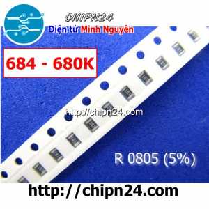 [50 con] (G18) Điện Trở dán SMD 0805 680K 5% (Ký hiệu 0805 684)