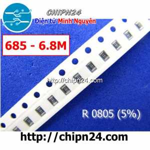 [50 con] () Điện Trở dán SMD 0805 6M8 5% (Ký hiệu 0805 685)