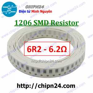 [50 con] (G20) Điện Trở dán SMD 1206 6.2R 5% (Ký hiệu 1206 6R2)