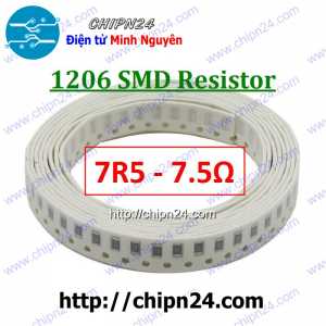 [50 con] () Điện Trở dán SMD 1206 7.5R 5% (Ký hiệu 1206 7R5)