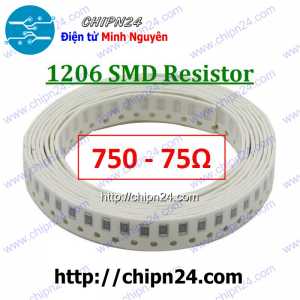 [50 con] (G21) Điện Trở dán SMD 1206 75R 5% (Ký hiệu 1206 750)