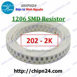 [50 con] (G22) Điện Trở dán SMD 1206 2K 5% (Ký hiệu 1206 202)