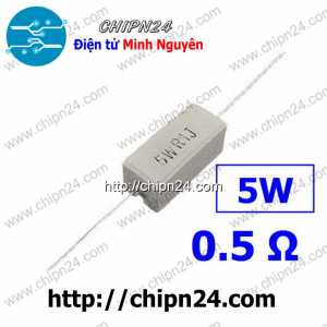 (F314) Điện Trở Sứ 0.5R 5W Loại Nằm