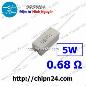 (F314) Điện Trở Sứ 0.68R 5W Loại Nằm