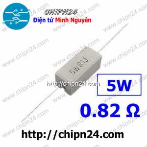 (F314) Điện Trở Sứ 0.82R 5W Loại Nằm