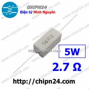 (F315) Điện Trở Sứ 2.7R 5W Loại Nằm