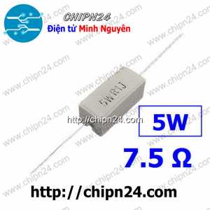 (F316) Điện Trở Sứ 7.5R 5W Loại Nằm