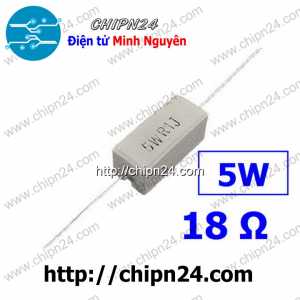 (F317) Điện Trở Sứ 18R 5W Loại Nằm