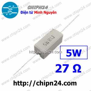 (F317) Điện Trở Sứ 27R 5W Loại Nằm