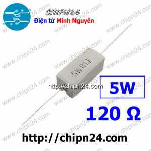 (F318) Điện Trở Sứ 120R 5W Loại Nằm