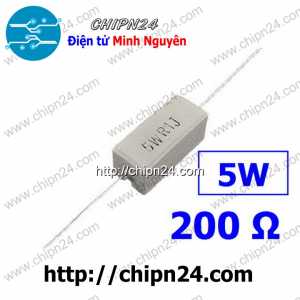 (F319) Điện Trở Sứ 200R 5W Loại Nằm