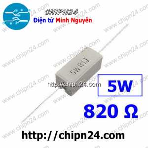 (F320) Điện Trở Sứ 820R 5W Loại Nằm