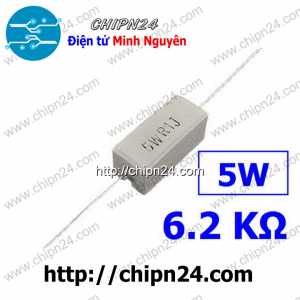 (F321) Điện Trở Sứ 6K2 5W Loại Nằm