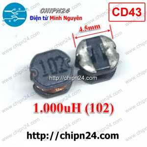 (K203) Cuộn Cảm Dán CD43 1000uH 1MH (Ký hiệu 102) (SMD)
