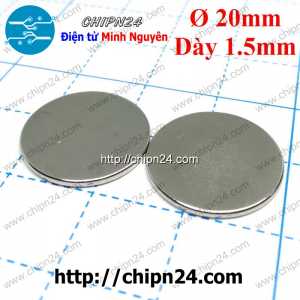(K172) Nam châm Tròn phi 20mm dày 1.5mm