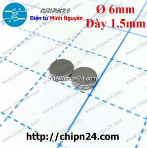 Nam châm Tròn phi 6mm dày 1.5mm