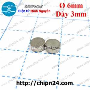 (K175) Nam châm Tròn phi 6mm dày 3mm