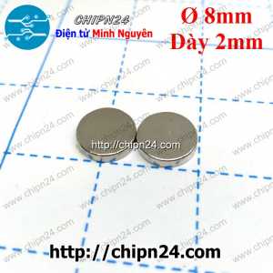 (K174) Nam châm Tròn phi 8mm dày 2mm