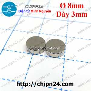 (K175) Nam châm Tròn phi 8mm dày 3mm