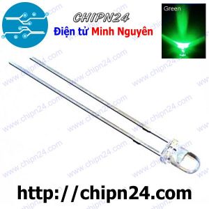 [50 con] (TK20) Led 3mm Trong màu Xanh Lá (Led 3mm siêu sáng Xanh Lá)
