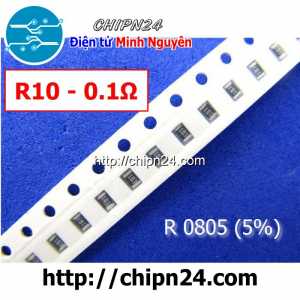 [50 con] (G13) Điện Trở dán SMD 0805 0.1R 5% (Ký hiệu 0805 R10)