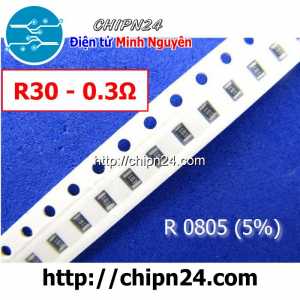 [50 con] (G13) Điện Trở dán SMD 0805 0.3R 5% (Ký hiệu 0805 R30)