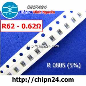 [50 con] (G13) Điện Trở dán SMD 0805 0.62R 5% (Ký hiệu 0805 R62)