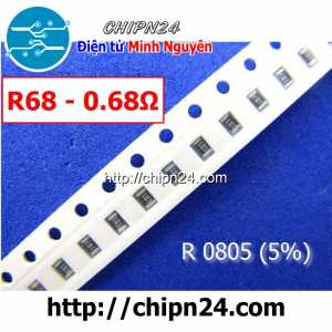 [50 con] (G13) Điện Trở dán SMD 0805 0.68R 5% (Ký hiệu 0805 R68)