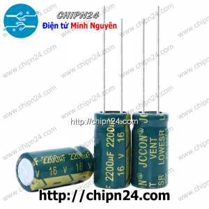 (F277) Tụ hóa 2,200uF 16V Xanh Lá (10x20mm) (2200uF 16V) (Tần số cao)