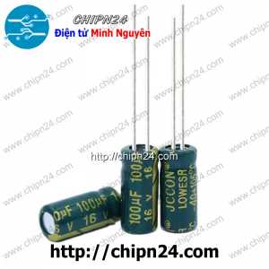 [25 con] (F270) Tụ hóa 100uF 16V Xanh Lá (5x11mm) (Tần số cao)