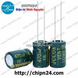 [10 con] (F273) Tụ hóa 470uF 16V Xanh Lá (8x12mm) (Tần số cao)