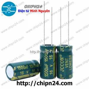[10 con] (F276) Tụ hóa 1,500uF 16V Xanh Lá (10x20mm) 1500uF 16V (Tần số cao)