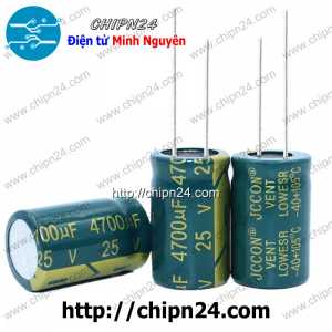 (F279) Tụ hóa 4,700uF 25V Xanh Lá (16x25mm) (4700uF 25V) (Tần số cao)