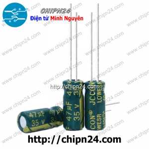 [25 con] (F268) Tụ hóa 47uF 35V Xanh Lá (5x11mm) (Tần số cao)