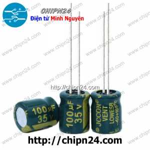 [10 con] (F270) Tụ hóa 100uF 35V Xanh Lá (6x11mm) (Tần số cao)