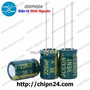 [10 con] (F271) Tụ hóa 220uF 35V Xanh Lá (8x12mm) (Tần số cao)
