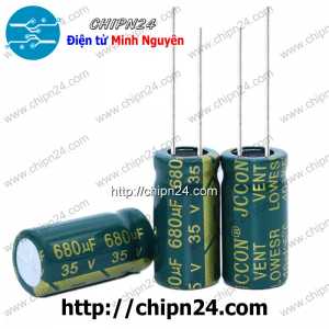 Tụ hóa 680uF 35V Xanh Lá (10x17mm) (Tần số cao)