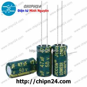 [25 con] (F268) Tụ hóa 47uF 50V Xanh Lá (6x12mm) (Tần số cao)